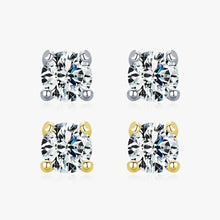 Load image into Gallery viewer, 1 Pair Simple Style Round Sterling Silver Plating Inlay Moissanite 14k Gold Plated Rhodium Plated Ear Studs
