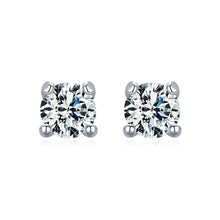 Load image into Gallery viewer, 1 Pair Simple Style Round Sterling Silver Plating Inlay Moissanite 14k Gold Plated Rhodium Plated Ear Studs