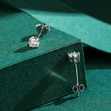 Load image into Gallery viewer, 1 Pair Simple Style Round Sterling Silver Plating Inlay Moissanite 14k Gold Plated Rhodium Plated Ear Studs