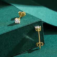 Load image into Gallery viewer, 1 Pair Simple Style Round Sterling Silver Plating Inlay Moissanite 14k Gold Plated Rhodium Plated Ear Studs