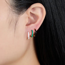 Load image into Gallery viewer, 1 Pair Vintage Style Simple Style Round Epoxy Plating Sterling Silver 18k Gold Plated White Gold Plated Earrings
