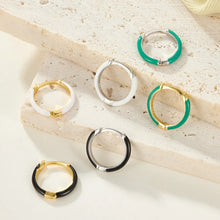 Load image into Gallery viewer, 1 Pair Vintage Style Simple Style Round Epoxy Plating Sterling Silver 18k Gold Plated White Gold Plated Earrings