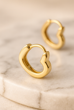 Load image into Gallery viewer, Tiana Heart Huggie Hoops