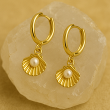 Load image into Gallery viewer, Gold Seashell Earrings