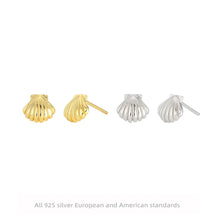 Load image into Gallery viewer, 1 Pair Basic Streetwear Scallop Sterling Silver Plating Ear Studs
