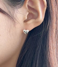 Load image into Gallery viewer, 1 Pair Casual Korean Style Heart Shape Plating Inlay Sterling Silver Zircon Ear Studs

