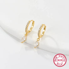 Load image into Gallery viewer, 1 Pair Simple Style Roman Style Solid Color Plating Inlay Sterling Silver Zircon Gold Plated Earrings
