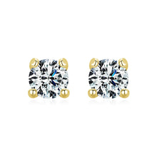 Load image into Gallery viewer, 1 Pair Simple Style Round Sterling Silver Plating Inlay Moissanite 14k Gold Plated Rhodium Plated Ear Studs
