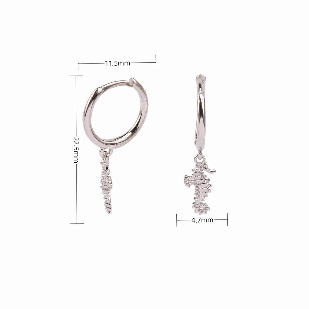 1 Pair Vintage Style Hippocampus Plating Sterling Silver White Gold Plated Gold Plated Drop Earrings