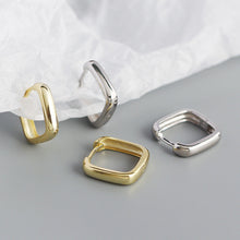 Load image into Gallery viewer, Simple Geometric Square S925 Silver Glossy Hoop Earrings Wholesale

