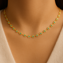 Load image into Gallery viewer, Blue Daisy Flower Necklace
