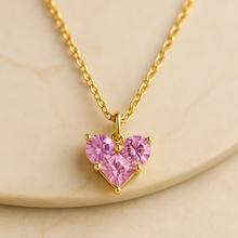 Load image into Gallery viewer, Pink Gemstone Heart Necklace
