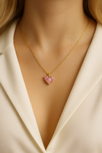 Load image into Gallery viewer, Pink Gemstone Heart Necklace
