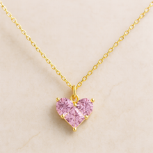 Load image into Gallery viewer, Pink Gemstone Heart Necklace
