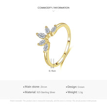 Load image into Gallery viewer, Elegant Crown Sterling Silver Plating Inlay Zircon 14k Gold Plated Rhodium Plated Rings
