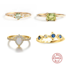 Load image into Gallery viewer, Fashion Round Sterling Silver Inlay Zircon Rings 1 Piece
