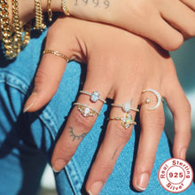 Load image into Gallery viewer, Fashion Round Sterling Silver Inlay Zircon Rings 1 Piece
