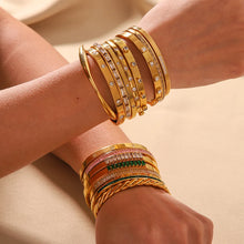Load image into Gallery viewer, Stainless Steel 18K Gold Plated IG Style Geometric Inlay Zircon Bangle
