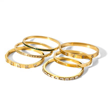 Load image into Gallery viewer, Stainless Steel 18K Gold Plated IG Style Geometric Inlay Zircon Bangle

