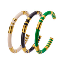 Load image into Gallery viewer, Wholesale Retro Color Block Titanium Steel Plating Bangle
