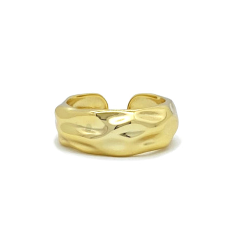 18K gold plated sterling silver thick indented ring