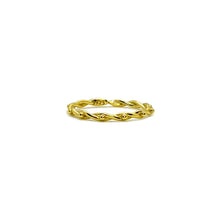 Load image into Gallery viewer, 18K gold plated sterling silver ring, twist and dotted ring, adjustable ring ring
