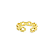 Load image into Gallery viewer, 18K gold plated sterling silver link chain adjustable ring back view
