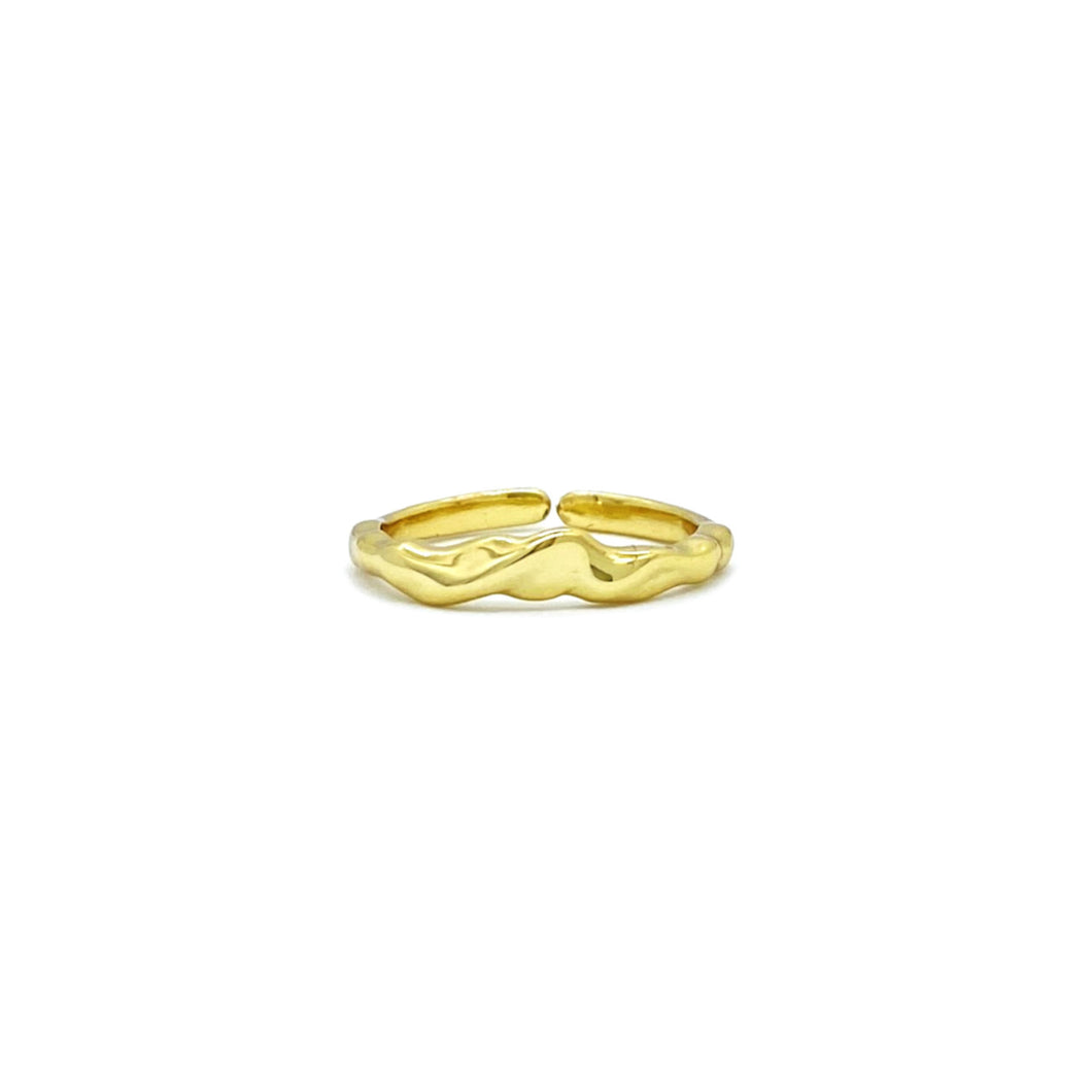 18k gold plated sterling silver irregular wavy adjustable ring